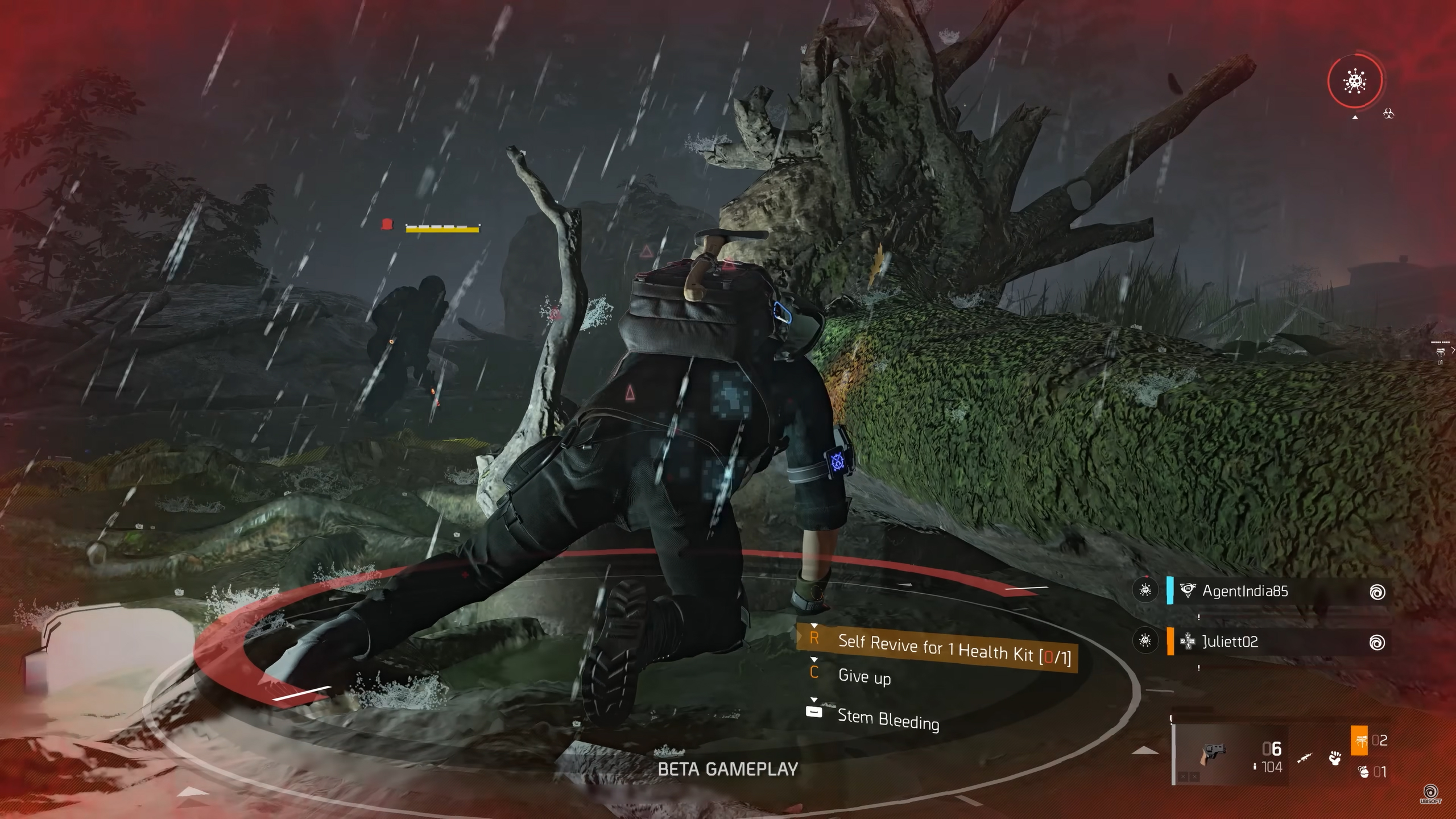 Assassins Creed Valhalla screenshot highlighting a small notification on the center of screen showing the player has leveled up and has skill points to expend.
