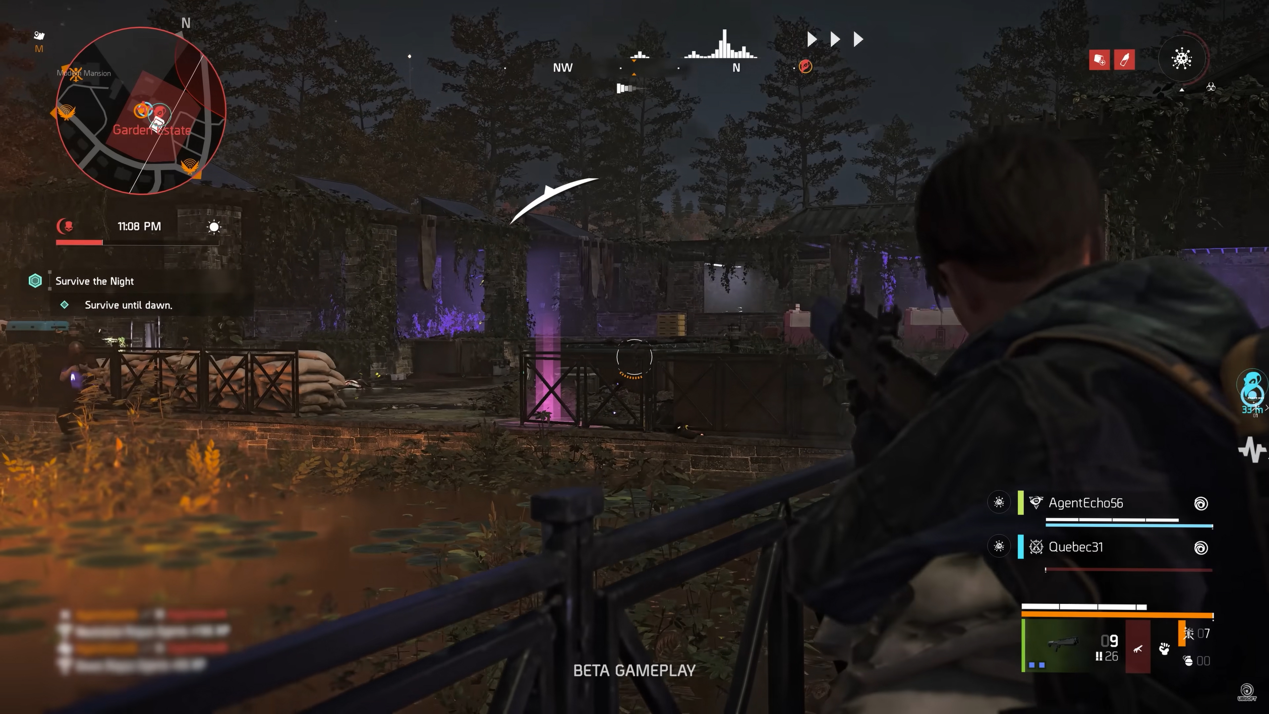 Assassins Creed Valhalla screenshot highlighting a small notification on the center of screen showing the player has leveled up and has skill points to expend.
